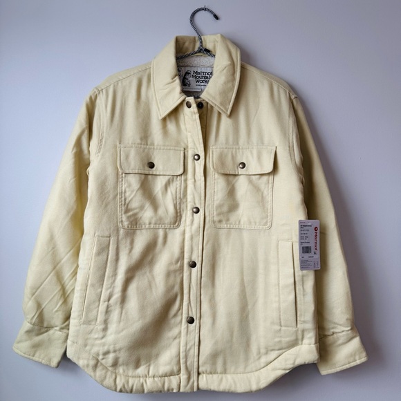NWT Marmot Ridgefield Sherpa Flannel‎ Shacket Women’s Size XS Wheat Yellow - Picture 1 of 10